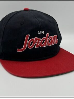 Jordan Script Logo Snapback Hat - Black & Red